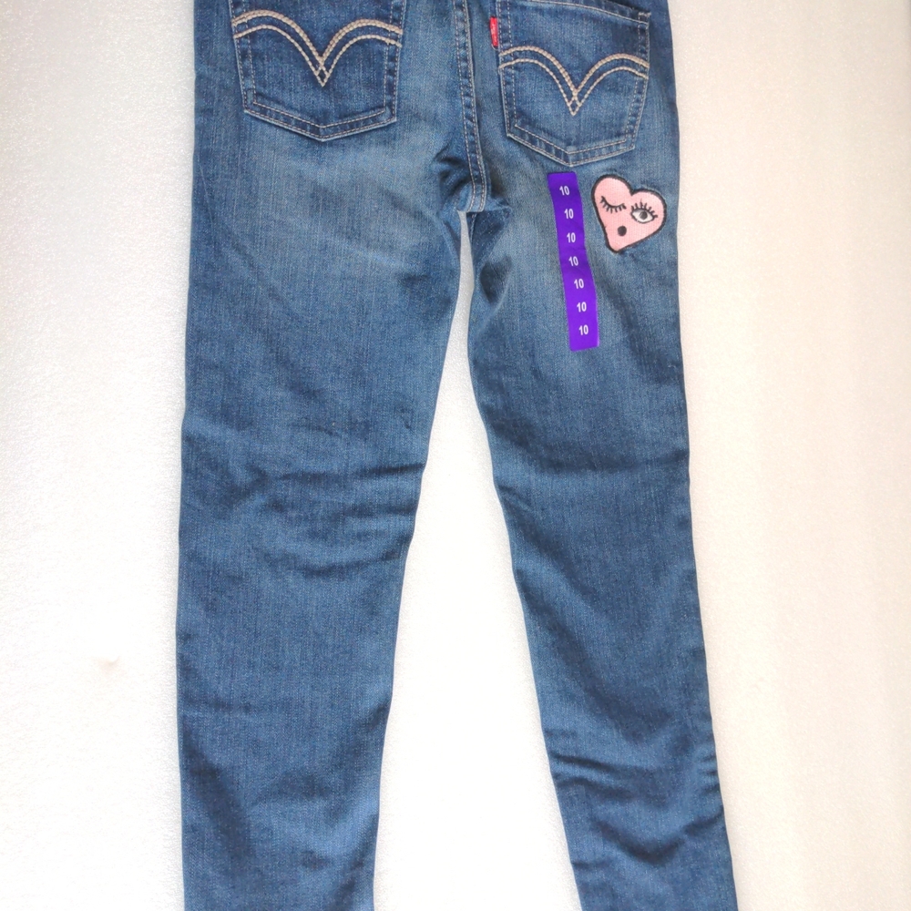Girls Size 10 NWT Levi Jeans with Fun Patches Super Skinny 710 - Picture 6 of 9